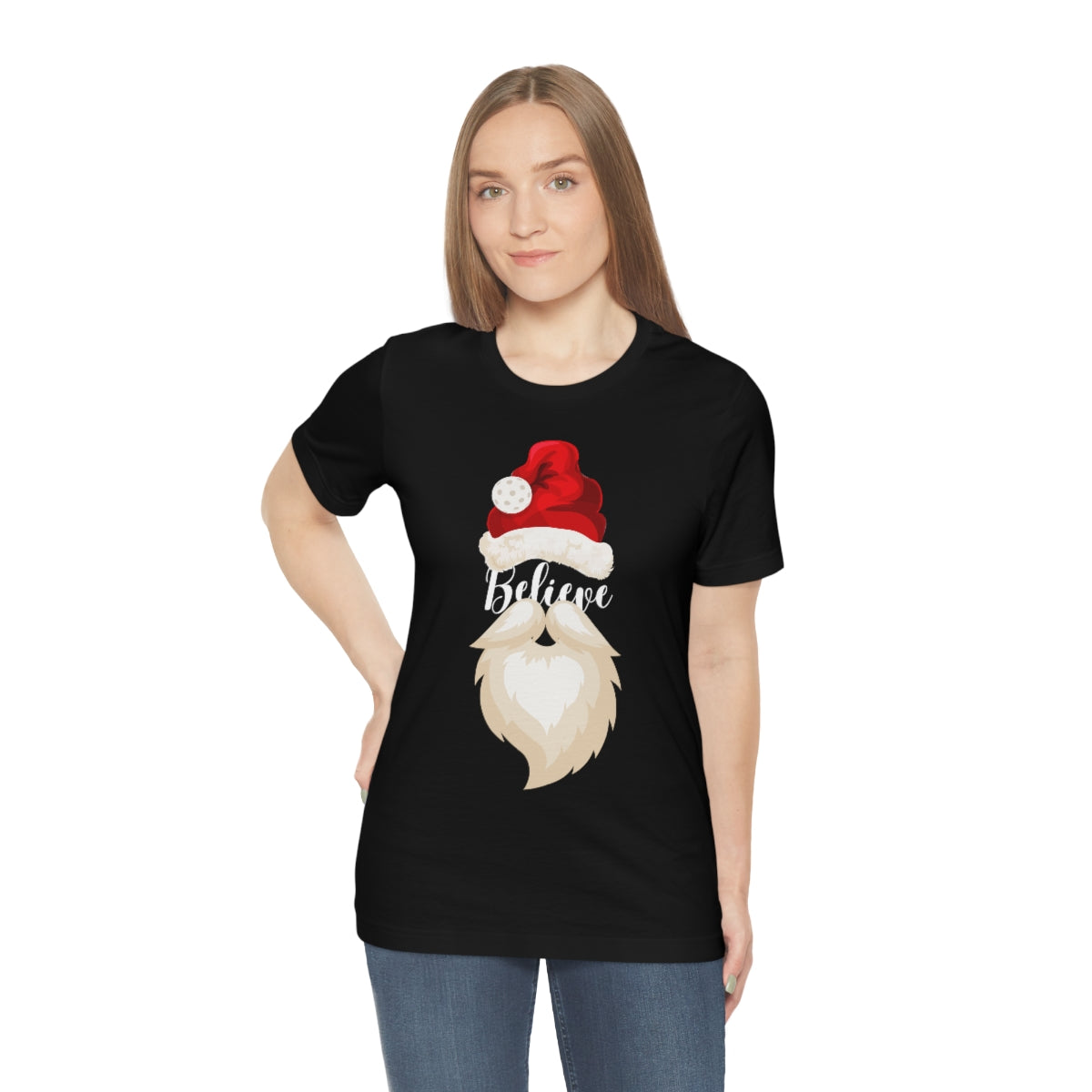 Pickleball Christmas Unisex Jersey Short Sleeve Tee - Believe in Santa Design