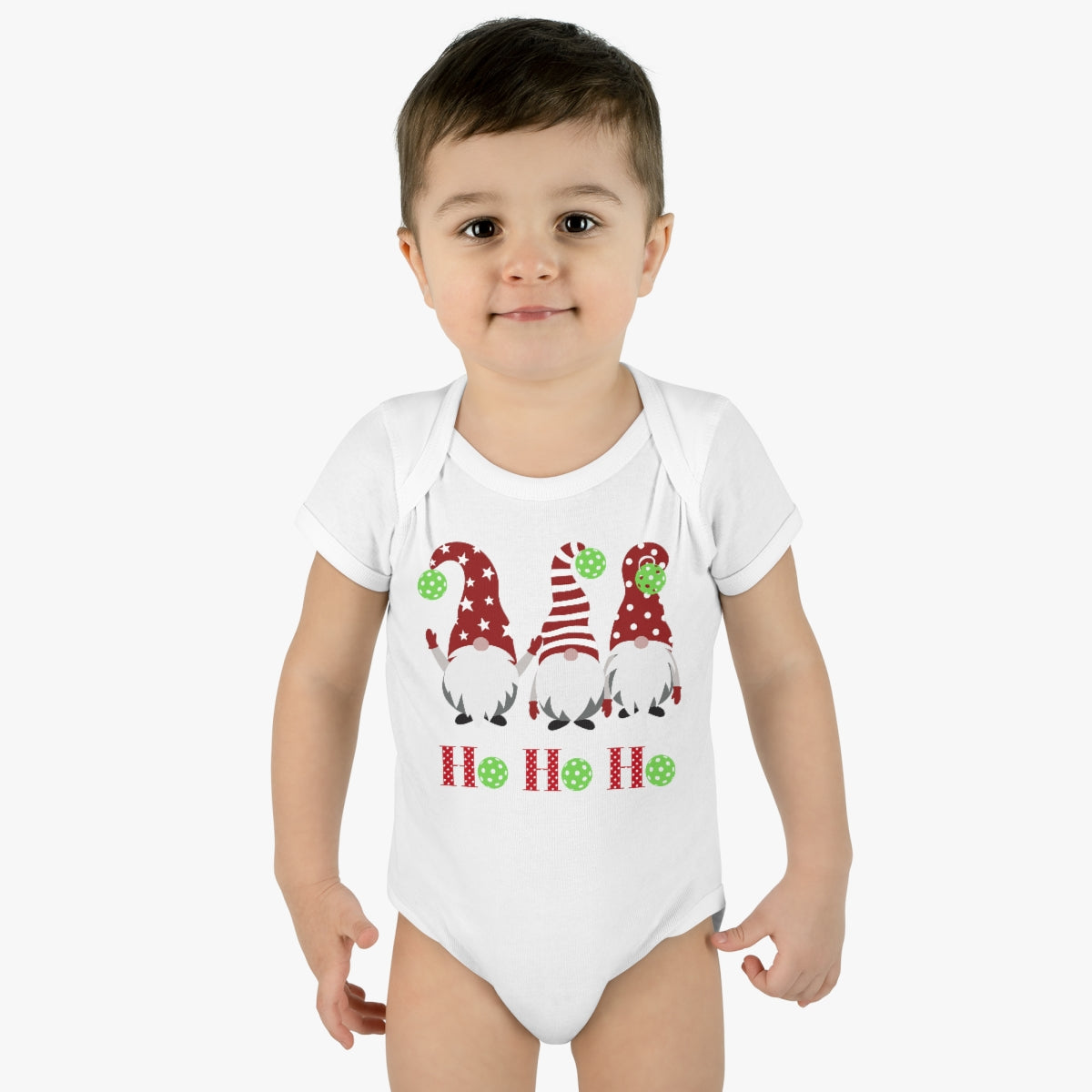 Christmas Pickleball Gnome Infant Baby Rib Bodysuit Onesie Cotton