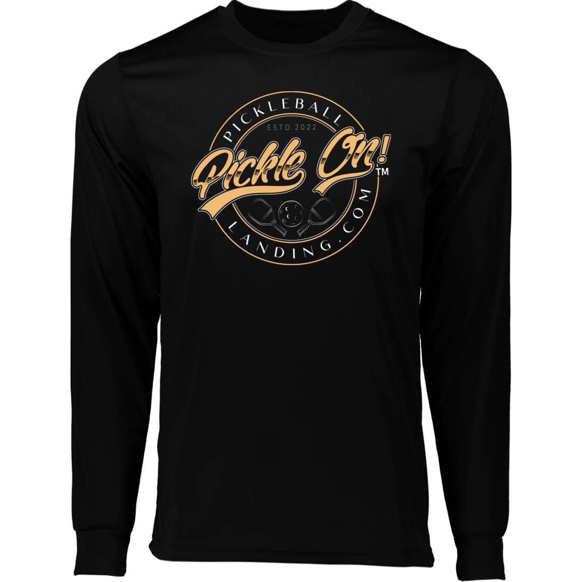 Men's Long Sleeve Moisture-Wicking Retro Pickleball Athletic T-Shirt - Black