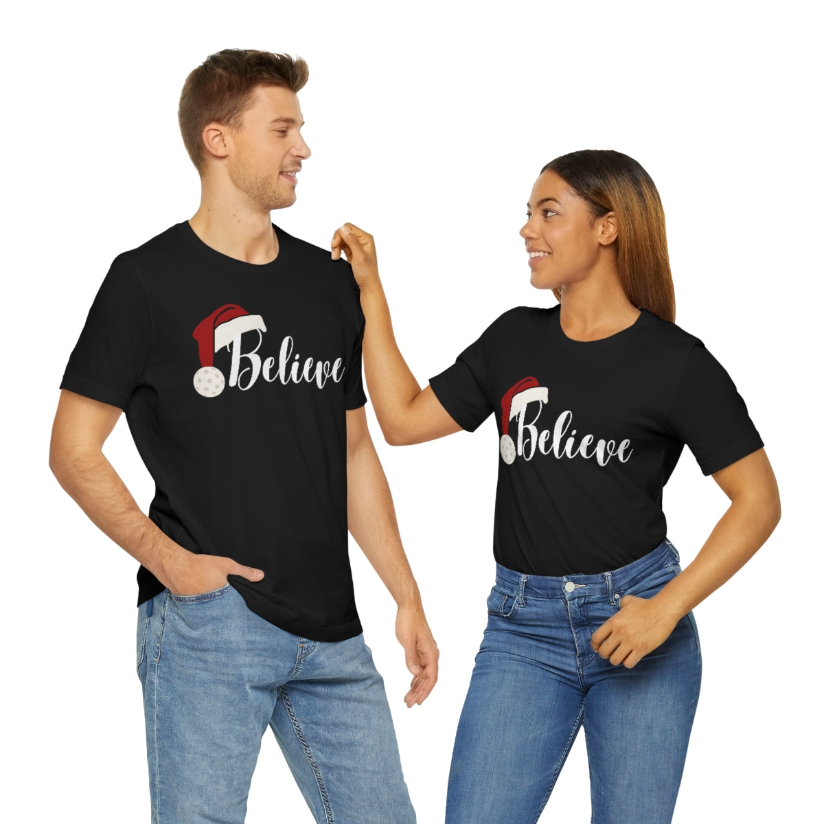 Pickleball Christmas Unisex Jersey Short Sleeve Tee - Santa Believe Design