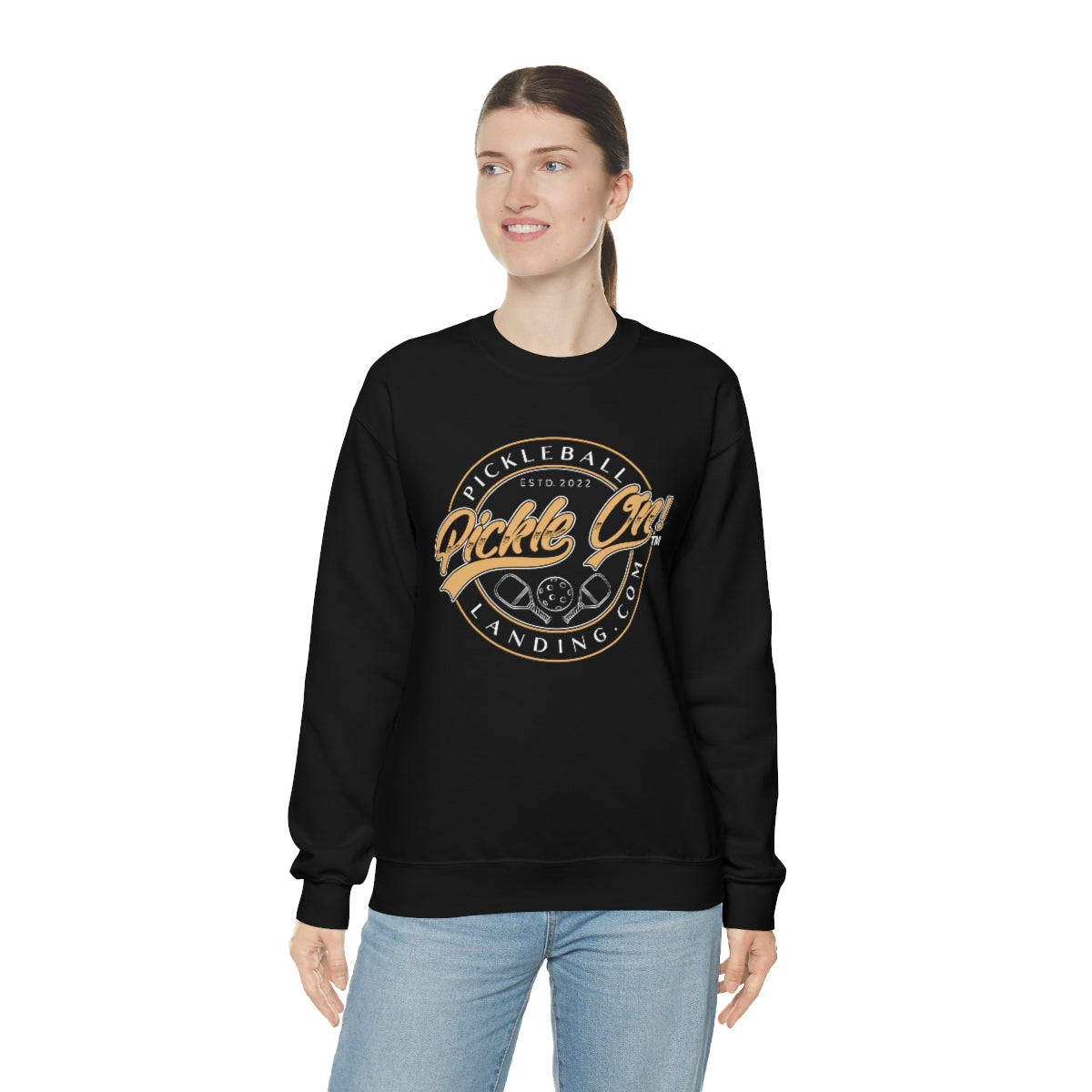 Pickleball Unisex Heavy Blend™ Crewneck Sweatshirt - Retro Pickle On! Design